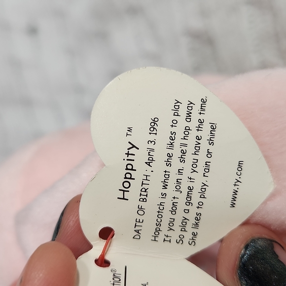🕸Vintage Beanie Baby Hoppity The Rabbit 1996 Series Tag Errors P.E. PELLETS - Picture 7 of 10
